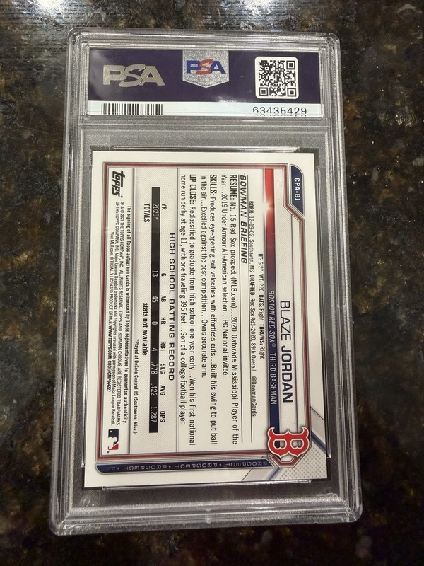 2021 bowman blaze jordan 1st auto /250 purple psa 10 view 2