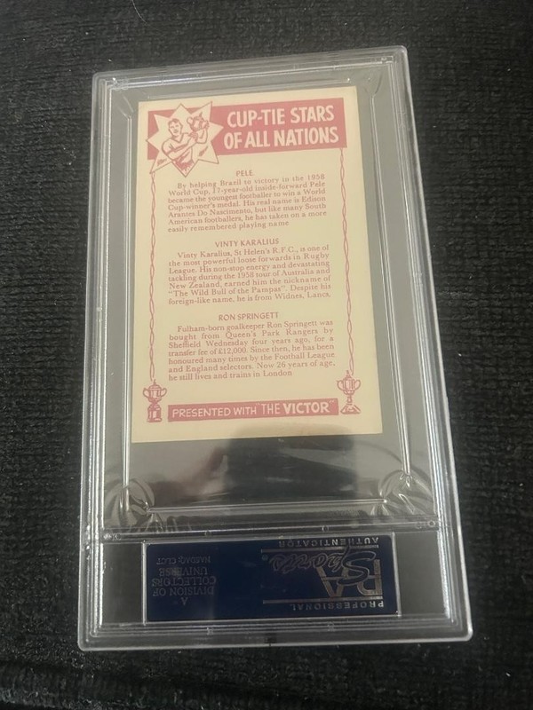 1962 Thomson Cup Pele Karalius Springett PSA 5 Graded Card view 2