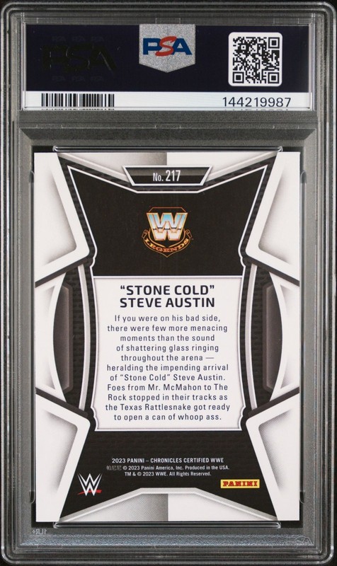 2023 Chronicles WWE Stone Cold Steve Austin Beer Smash Card PSA 9 Mint #217 view 2