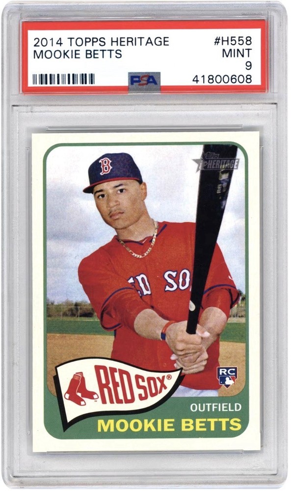 2014 Topps Heritage #H558 Mookie Betts RC PSA 9 Mint Red Sox Rookie Card
