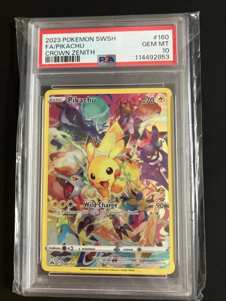 2023 POKEMON SWORD & SHIELD CROWN ZENITH #160 FULL ART/PIKACHU PSA 10