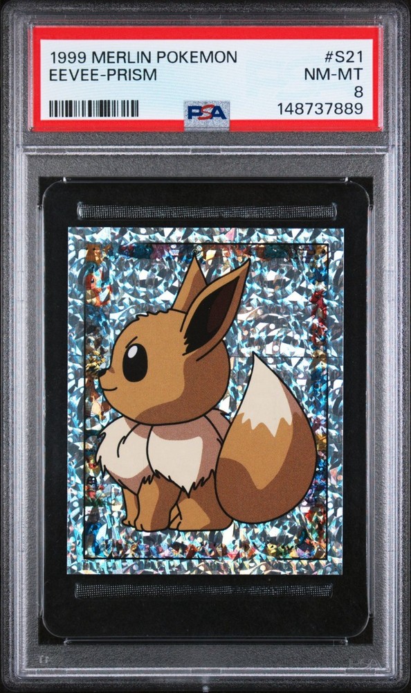 PSA 8 NM/MT 1999 MERLIN POKEMON S21 EEVEE-PRISM