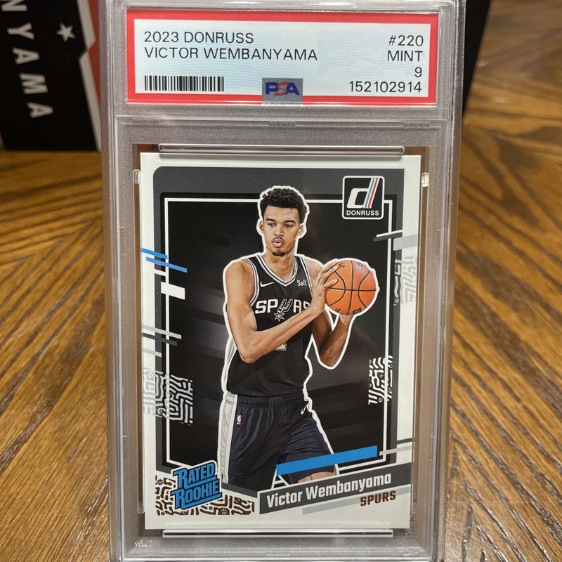 2023 Panini Donruss Victor Wembanyama PSA 9 Rated Rookie #220 San Antonio Spurs view 2