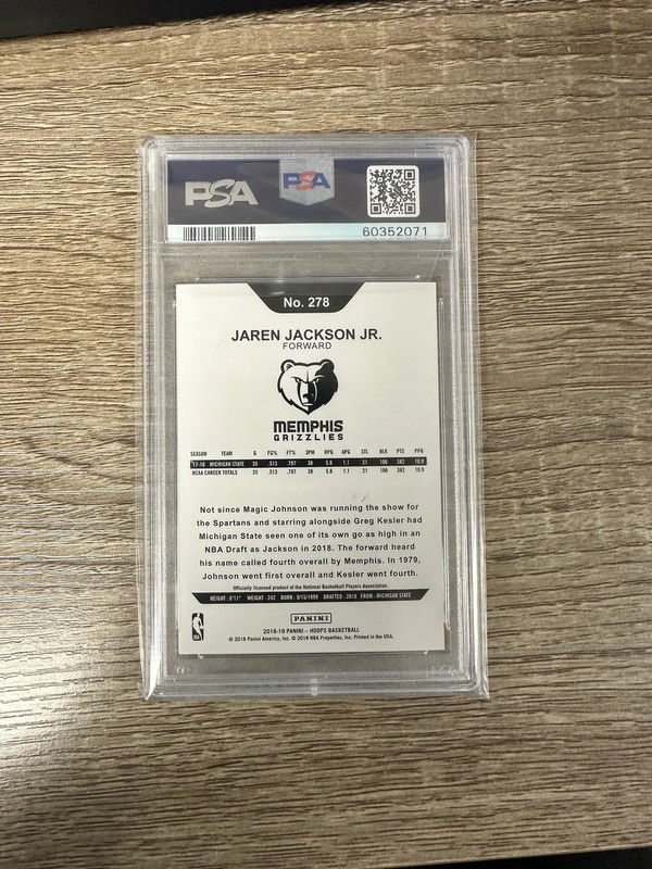 JAREN JACKSON JR PSA 10 - 2018 Panini Hoops Rookie RC #278 view 2