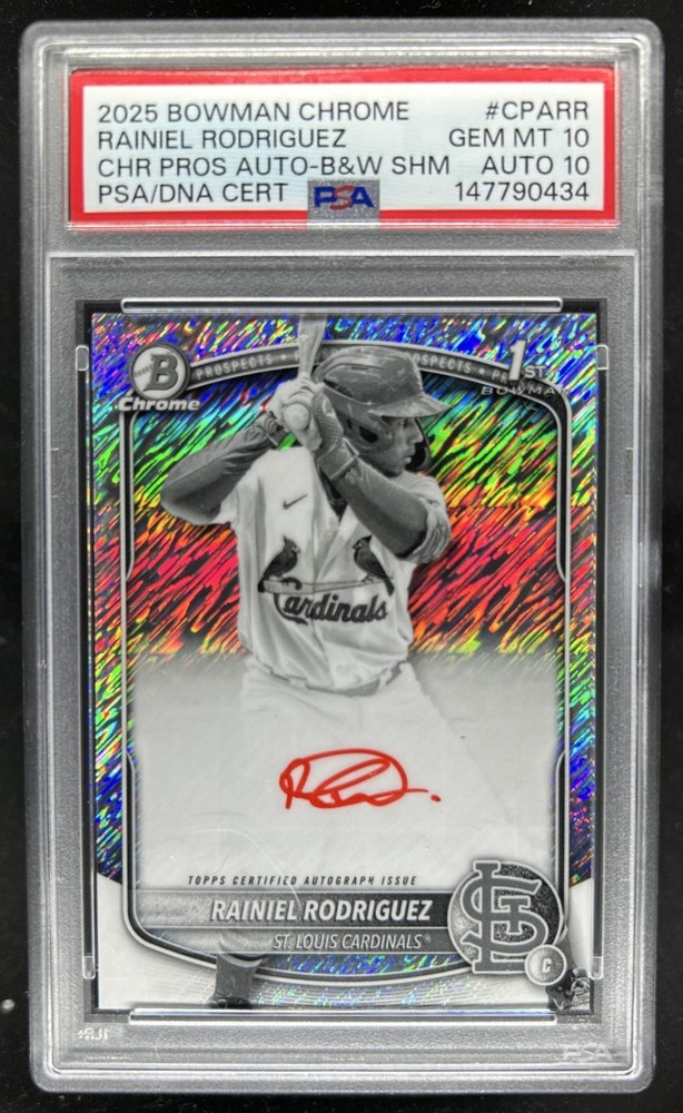 2025 Bowman Chrome Rainiel Rodriguez Auto B&W Shimmer 1st #CPA-RR PSA 10/10