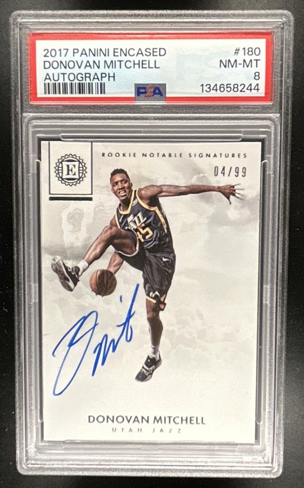 2017-18 Panini Encased Donovan Mitchell Rookie RC Auto Autograph #/99 Jazz PSA 8