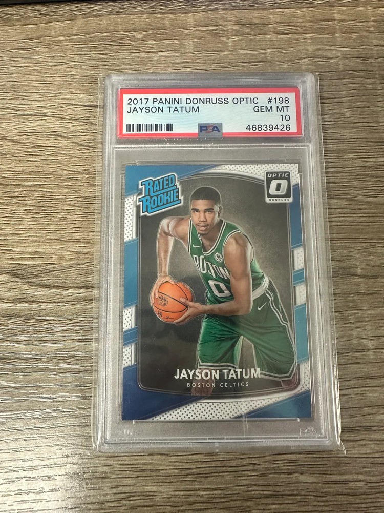 2017-18 Panini Donruss Optic Jayson Tatum Rookie RC #198 Celtics PSA 10 GEM MINT view 1