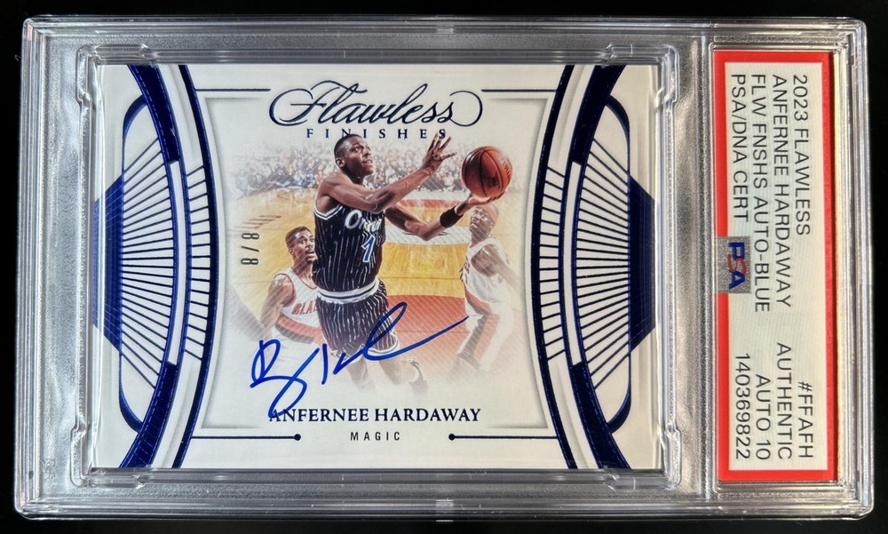 2023-24 Flawless Anfernee Hardaway Finishes Blue Auto #/8 PSA Authentic 10