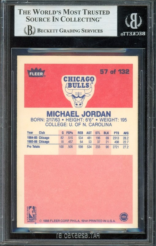 GORGEOUS! 1986 Fleer Michael Jordan #57 BGS 8 Rookie RC view 2