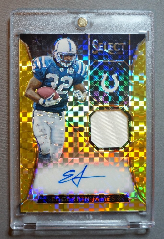 /10 Edgerrin James 2016 Select AUTO Materials Prizm GOLD Game-Used Jersey SSP 47