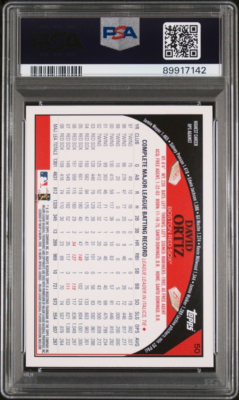 2009 Topps #50 David Ortiz PSA 10 view 2