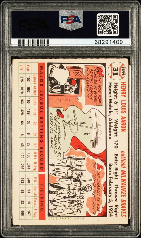 1956 Topps Hank Aaron #31 White Back PSA 4 view 2