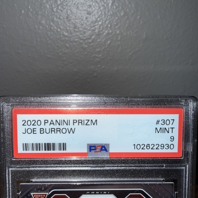 2020 Panini Prizm Joe Burrow #307 Rookie Base PSA 9 Cincinnati Bengals view 2