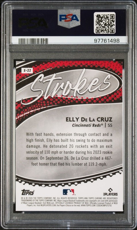 Elly De La Cruz 2024 Topps Chrome Strokes RC Rookie Card PSA 10 GEM MINT Reds view 2