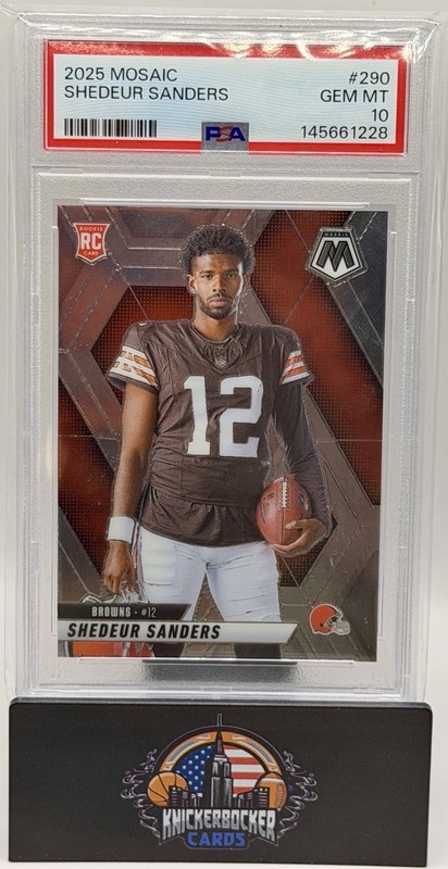 2025 Panini Mosaic Football #290 Shedeur Sanders Rookie PSA 10 GEM MT Browns view 2