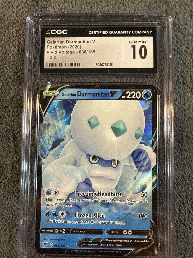 CGC 10 Gem Mint Galarian Darmanitan V Ultra Rare Holo Pokémon TCG 036/185 2020