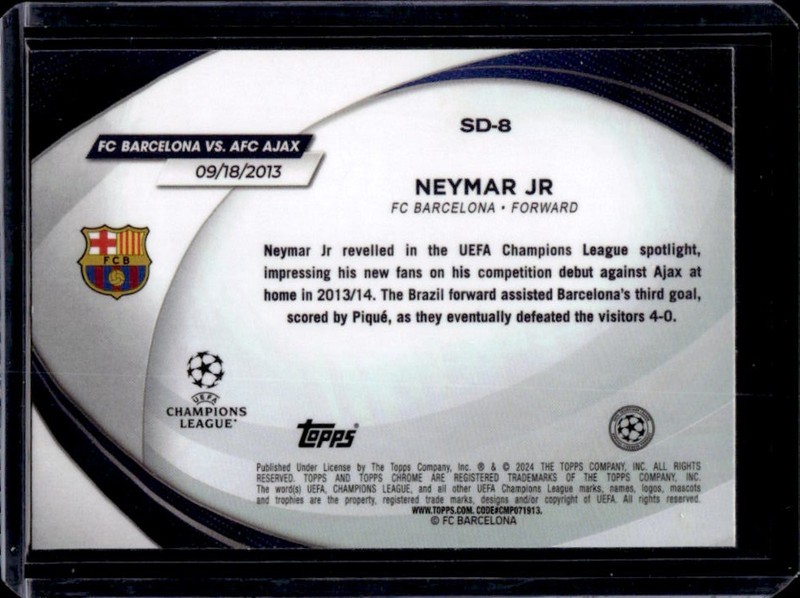 2023-24 Topps Chrome UEFA Neymar Jr Starball Debuts Gold Lava Refractor #SD-8 view 2