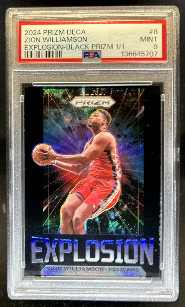 2024-25 Panini Prizm Deca Zion Williamson Explosion Black Prizm #1/1 PSA 9