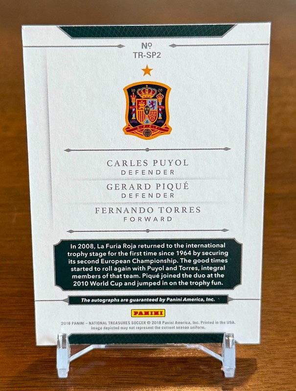 2018 Panini National Treasures Puyol/Pique/Fernando Torres Triple Auto /35 Spain view 2