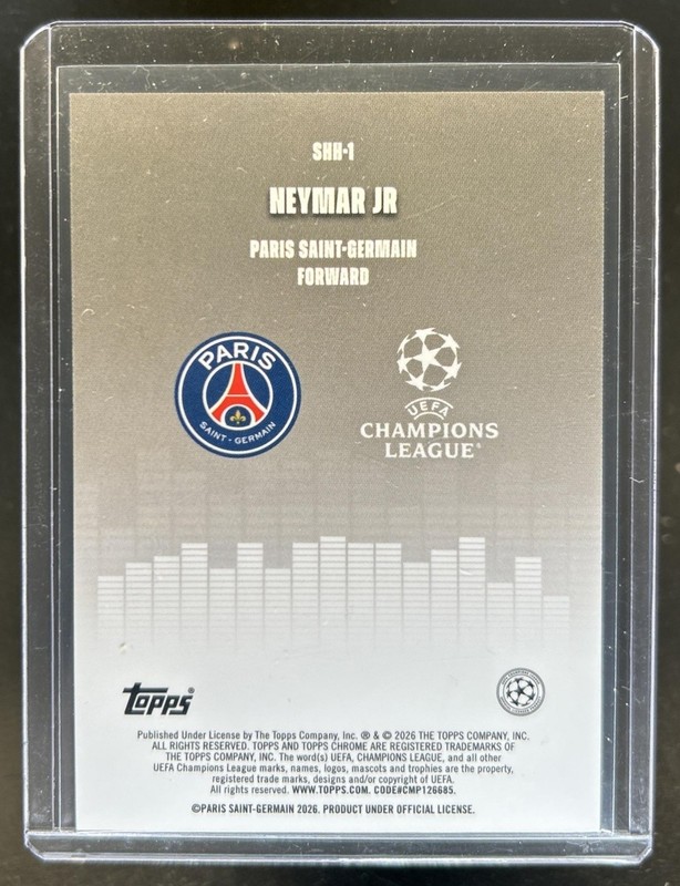 2025-26 Topps Chrome UEFA CC Neymar Jr Silenced Gold Refractor #/50 PSG view 2