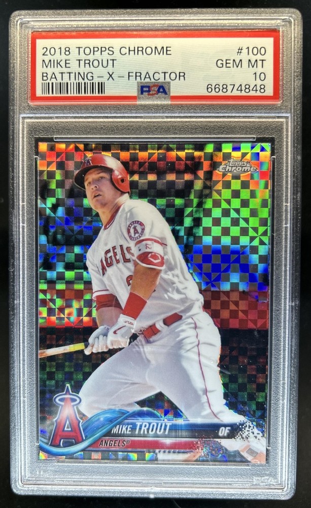2018 Topps Chrome Mike Trout Refractor X Fractor #100 Angels PSA 10 GEM MINT