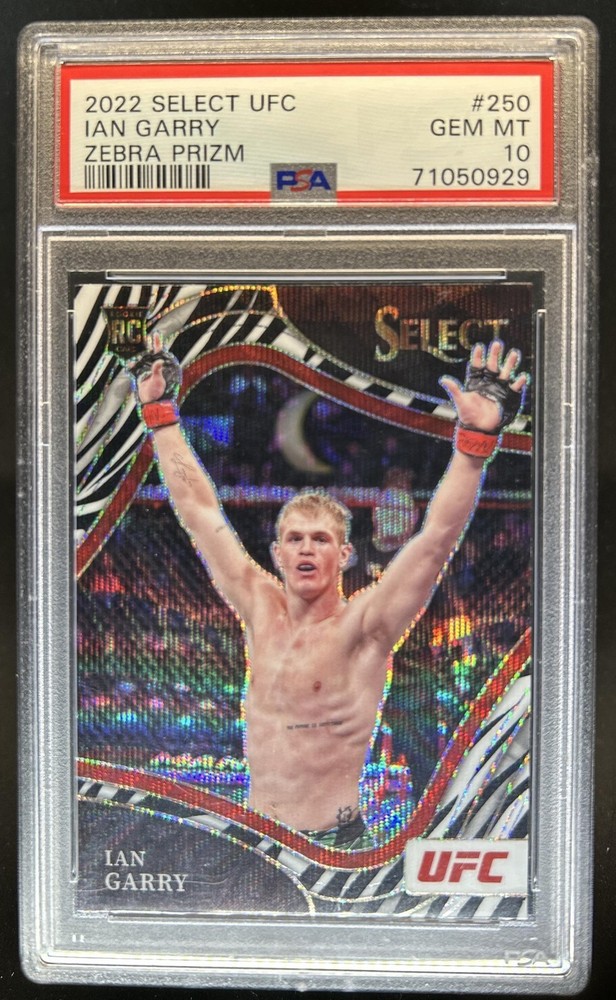 2022 Panini Select UFC Ian Garry Zebra Prizm SSP Octagonside RC #250 PSA 10