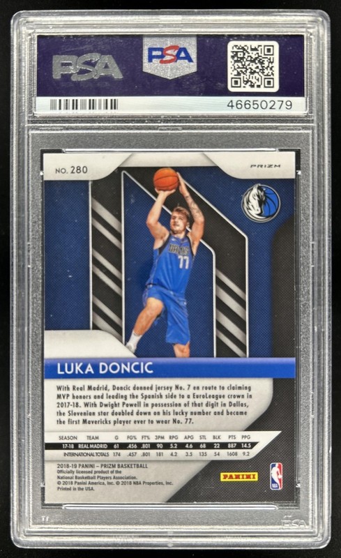 2018-19 Panini Prizm Luka Doncic RC Prizm Silver Rookie #280 Mavericks PSA 10 view 2