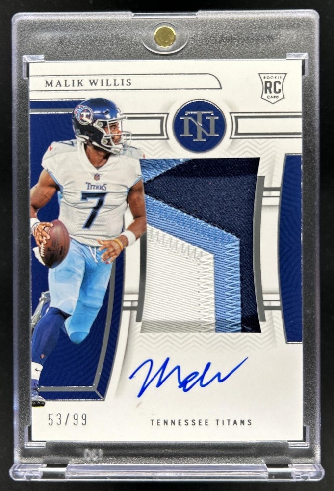 2022 Panini National Treasures Malik Willis Rookie Patch Auto RC #/99 Titans