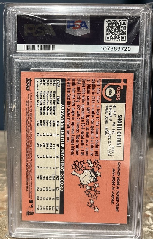2018 Topps Heritage Shohei Ohtani #600 RC PSA 9 Mint - Read Description view 2