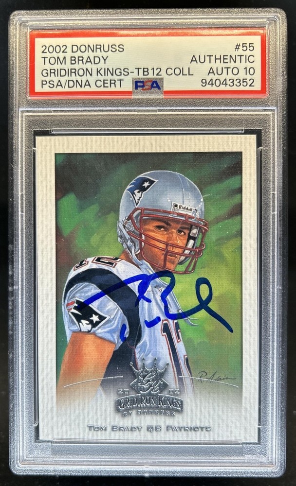 2002 Donruss Gridiron Kings Tom Brady IP Auto Autograph #55 Patriots PSA AUTH 10