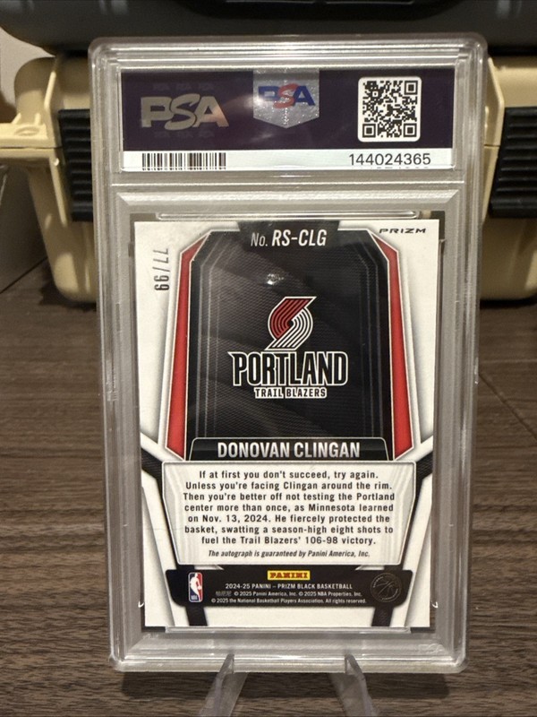 2024-25 Panini Prizm Black Donovan Clingan Red /99 Rookie Auto PSA 8 Portland view 2