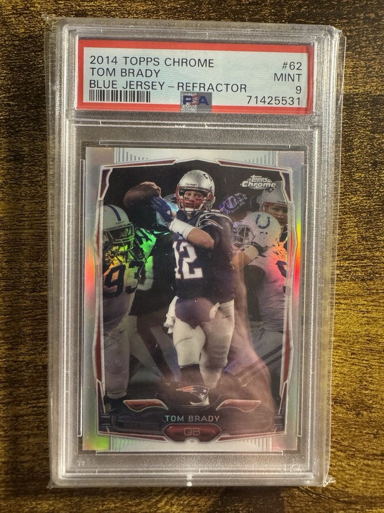 2014 Topps Chrome TOM BRADY REFRACTOR PSA 9 MINT Rare Blue Jersey #62 GOAT 🐐