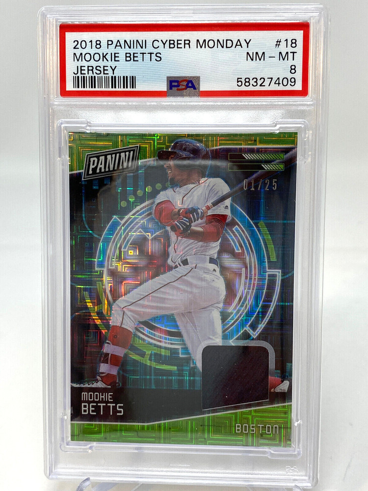2018 Panini Cyber Monday #18 Mookie Betts JERSEY Serial #1/25 PSA 8 GAME WORN