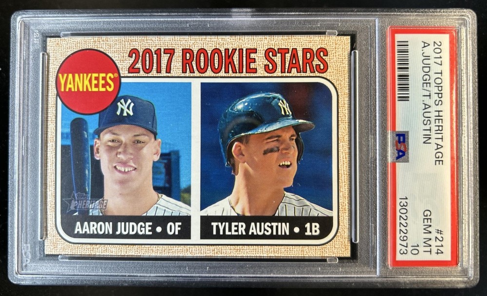2017 Topps Heritage Yankees Rookie Stars Aaron Judge Tyler Austin RC #214 PSA 10