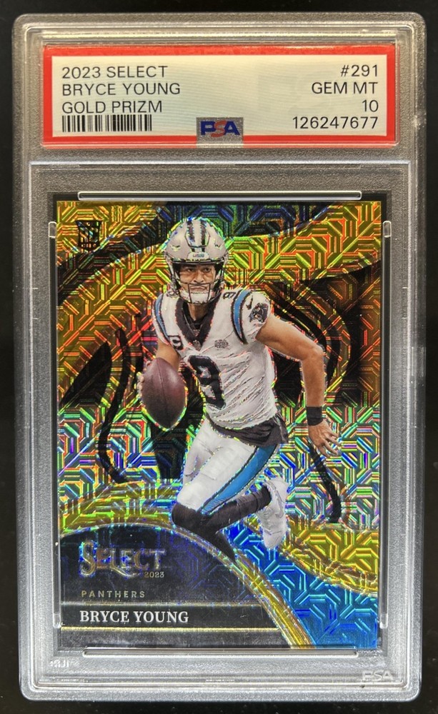 2023 Panini Select Bryce Young Gold Prizm Rookie Club RC #/10 Panthers PSA 10