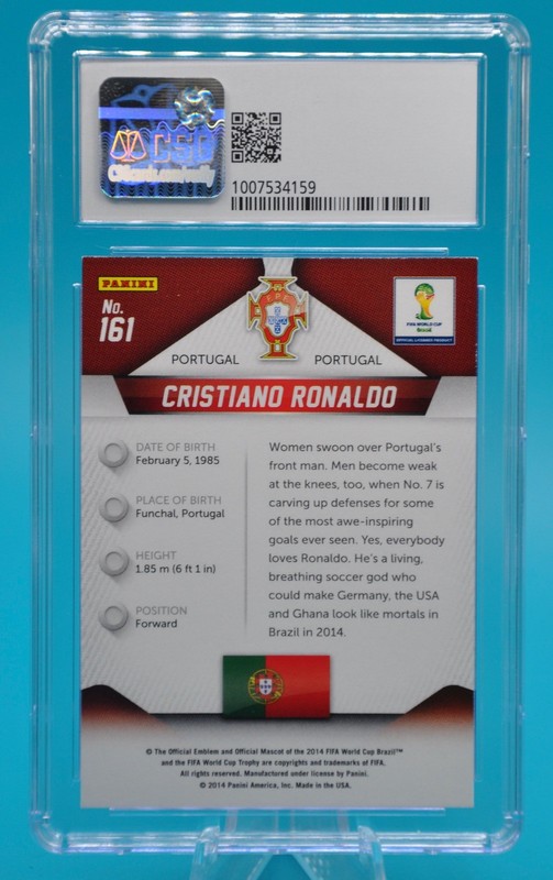 2014 Panini Prizm World Cup Cristiano Ronaldo #161 CSG CGC 9 Mint Portugal view 2