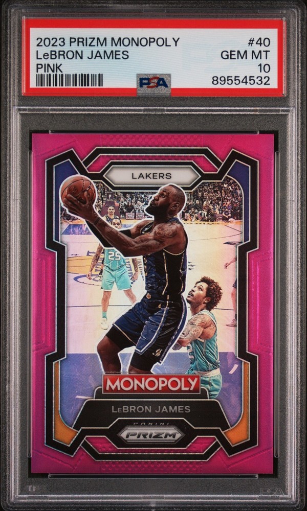 2023-24 PANINI PRIZM MONOPOLY LEBRON JAMES #40 PINK- PSA 10 *READ DETAILS*