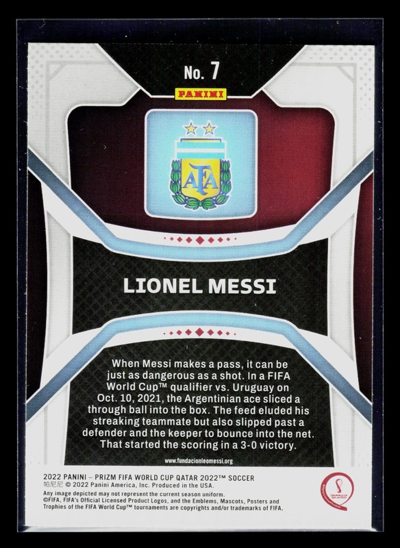 2022 Panini Prizm FIFA World Cup Qatar Soccer Lionel Messi Argentina #7 view 2