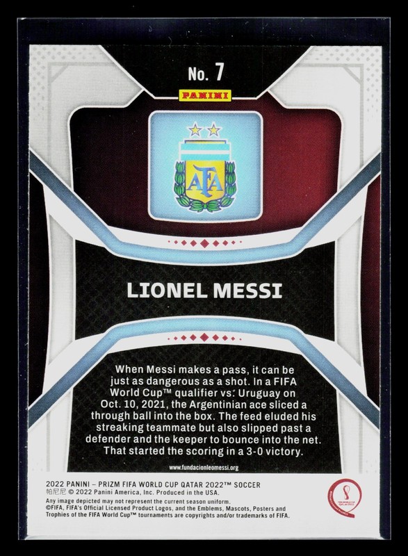 2022 Panini Prizm FIFA World Cup Qatar Soccer Lionel Messi Argentina #7 view 2