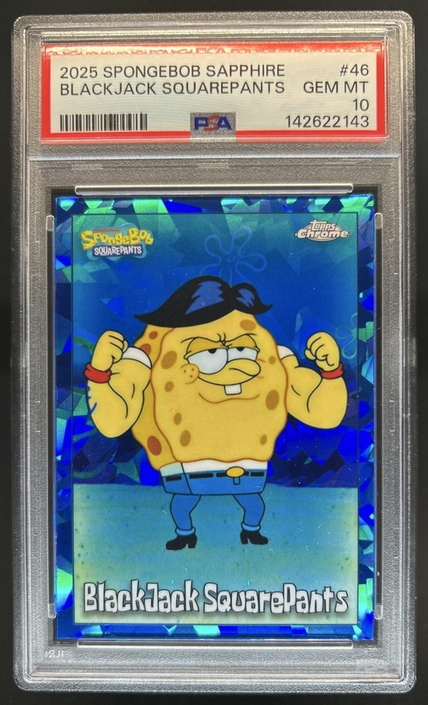 2025 Topps Chrome SpongeBob Squarepants Sapphire BlackJack #46 PSA 10 GEM MINT