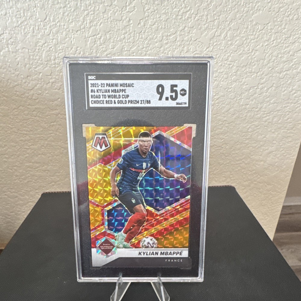 Panini Mosaic FIFA Road to World Cup 2021-22 Mbappé #6 Red/Gold /88 SGC 9.5