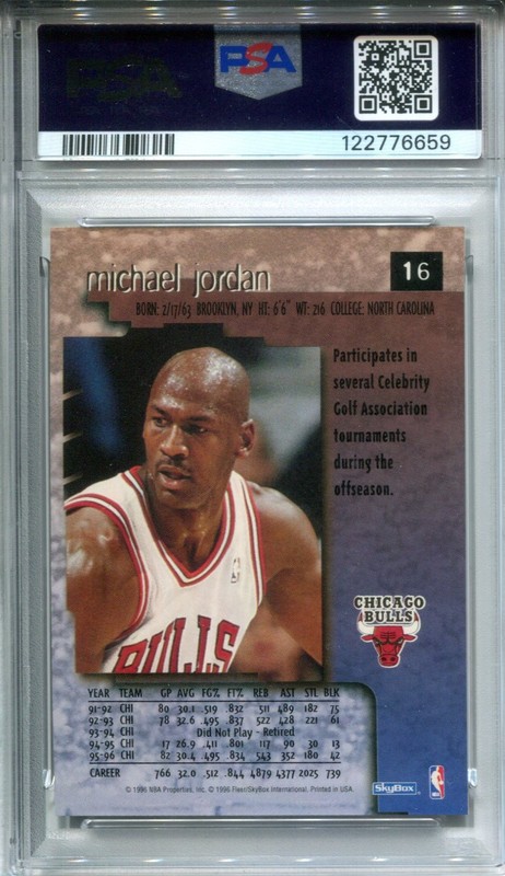 1996 Skybox Premium #16 Michael Jordan #PSA 10 GEM MINT - Chicago Bulls view 2
