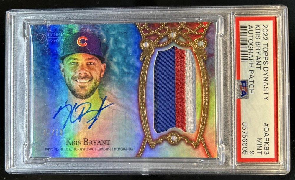 2022 Topps Dynasty Kris Bryant Patch Auto Autograph #/10 Cubs PSA 9