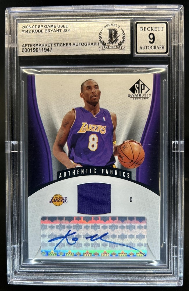 2006-07 SP Game Used Kobe Bryant Aftermarket Sticker Jersey Auto #142 BGS 9