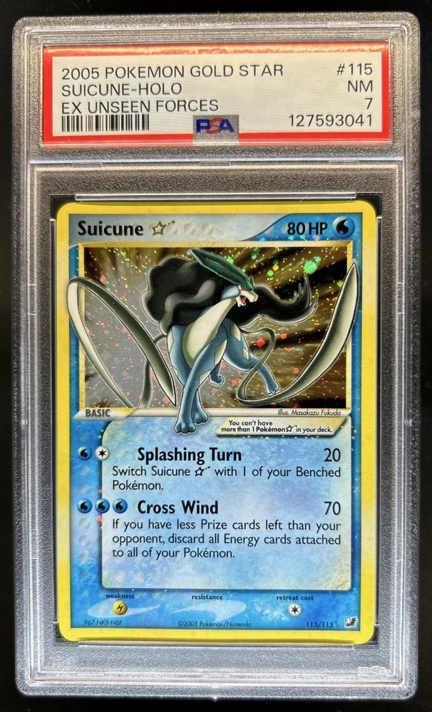 2005 Pokemon EX Unseen Forces Suicune Holo Gold Star #115/115 PSA 7
