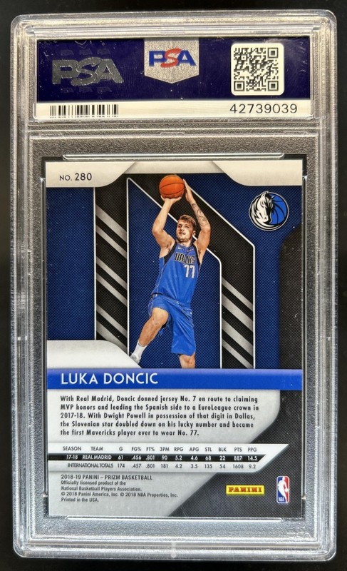 2018-19 Panini Prizm Luka Doncic RC Rookie #280 Mavericks PSA 10 GEM MINT view 2