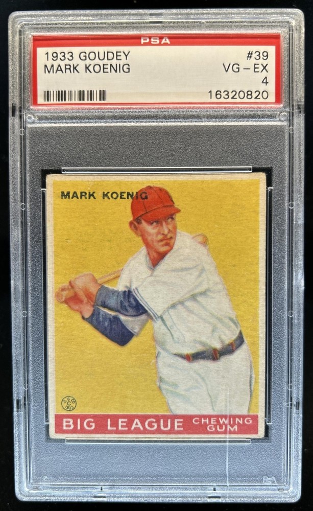 1933 Goudey R319 Mark Koenig Rookie RC #39 Cubs PSA 4