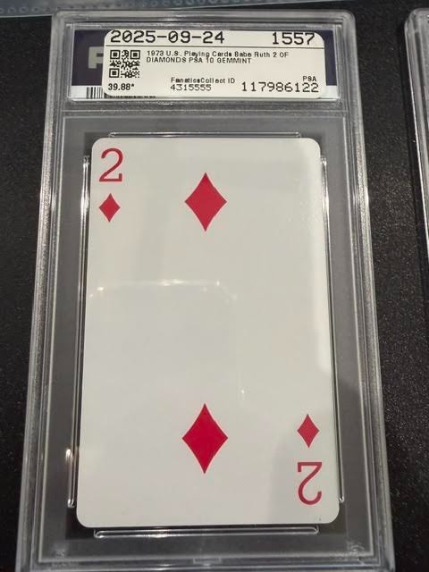 1973 U.S. Playing cards BABE RUTH  2 of DIAMONDS  New York YANKEES PSA 10  GEM view 2