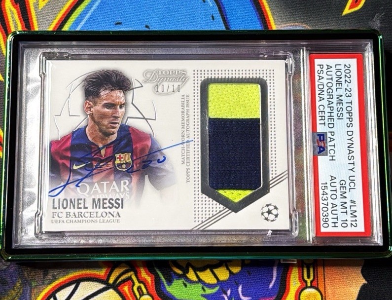 Lionel Messi 10/10 Jersey # 2022 Topps Dynasty UEFA Match-Worn Patch Auto PSA 10