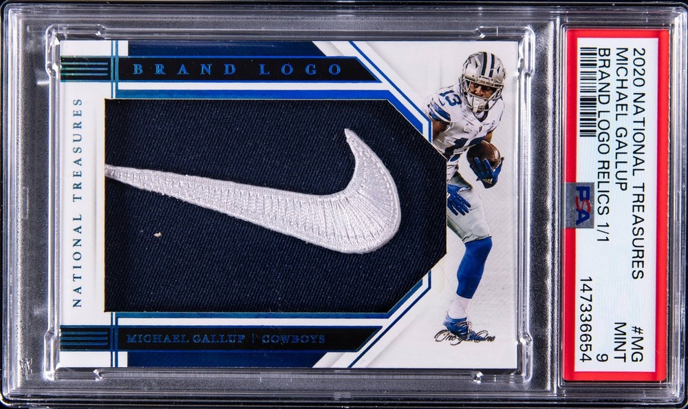 2020 National Treasures Michael Gallup Nike Brand Logo Patch 1/1 PSA 9 #BL-MG